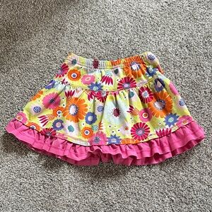 Hanna Andersson Colorful Floral Skirt with Pink Trim